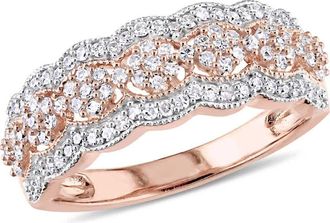 Amour 1/2 CT TW Diamond Milgrain Vintage Flower Ring In 10K Rose Gold