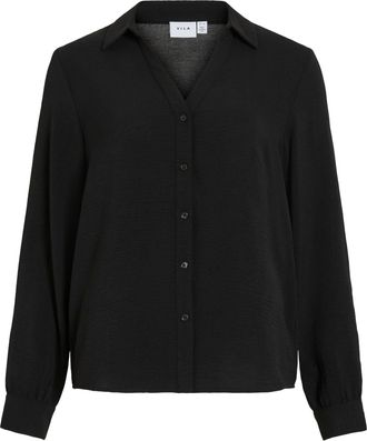 Vila Womens Vijosa L/S V-Neck Shirt-Noos, Black Beauty, 12