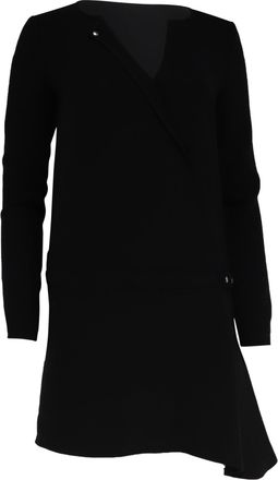 BA&SH Ba & Sh Asymmetric Long Sleeve Mini Dress in Black Wool