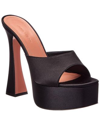 Amina Muaddi Dalida Satin Platform Sandal