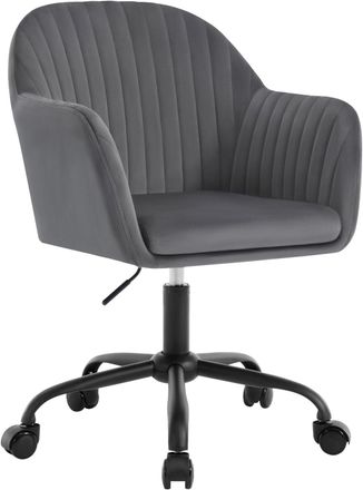 Woltu Woltu - Silla De Oficina Ergon&oacute;mica Acolchada De Terciopelo Escritorio Giratoria Con Ruedas Altura Regulable, Gris Oscuro