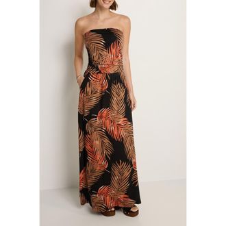 Lascana Womens Bandeau Maxi Dress in Sand Print at Nordstrom, Size 10