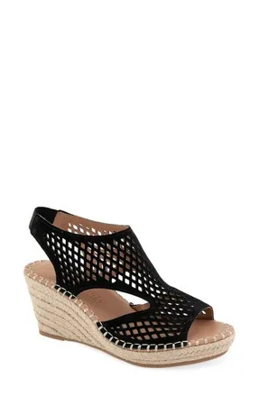 Gentle Souls Cody Espadrille Wedge Sandal in Black Suede at Nordstrom, Size 8.5