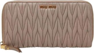 Miu Miu Pre-owned Long wallet (bi-fold) - Dames - Vintage Accessoires - Beige - ONE Size - Leer - Vintage