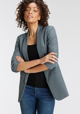 Only Kurzblazer »ONLELLA - Femininer Blazer mit 3/4-Ärmeln und Raffung« regular fit, casual, Web, Kunstfaser, V-Ausschnitt