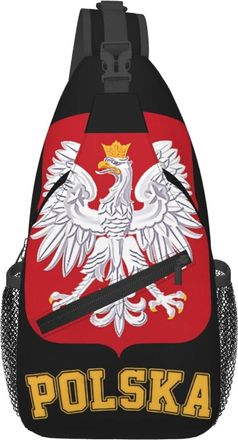 Generic Polish Flag Poland Polska Eagle Sling Bag Adjustable Shoulder Bag With Zipper Sling Backpack For Sports Men Shopping