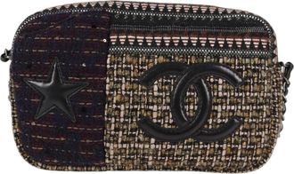 Chanel Paris-Dallas Camera Case Tweed Black Tweed Bag (Pre-Owned)