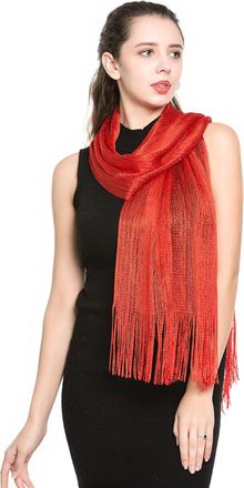 World of Shawls Scarf Wrap for Evening Dresses - Sheer Bridal Womens Scarves for Prom, Wedding, Party (Red)
