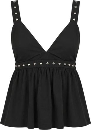 Liu Jo Linnen Top met Studs - Dames - Tops zonder mouwen - Zwart - S - Linnen - Tops