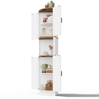 STILVORA Armario Esquinero De Cocina Con 2 Puertas, 1 Hueco Abierto Y 5 Espacios De Almacenaje, En Mdf, 39.5 X 39.5 X 180 Cm, Blanco