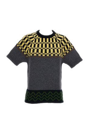 Marni Grey Jacquard Wool-Cashmere Blend Top
