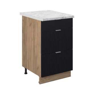 Vicco Mueble Bajo De Cocina Fame-line, Rayas Negras, 50 Cm, Et Roble
