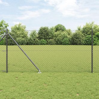 Berkfield Home Chain Link Fence with 7 Spike Posts 1.4x10 m Galvanised Steel in Grey