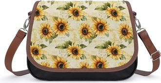 Generic Watercolor Sunflowers Womens Crossbody Bag Fashion Shoulder Handbags Message Tote Bag with Adjustable Strap