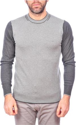 Armani Jeans Gezellige Gebreide Trui - Heren - Ronde hals truien - Grijs - 2XL - Katoen - Truien & Vesten