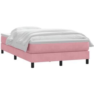 vidaXL Cama Box Spring Con Colch&oacute;n Terciopelo Rosa 120x220 Cm Vidaxl