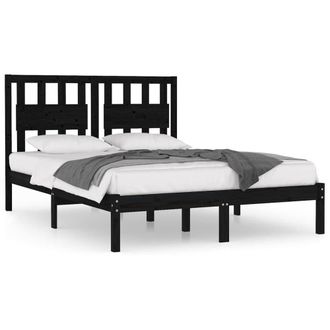 Berkfield Home Bed Frame Black Solid Wood Pine 140x190 cm
