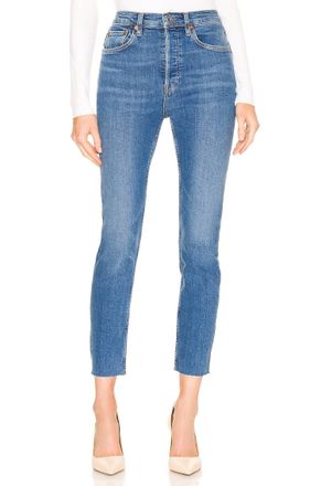 Re/Done 90S Ultra High Rise Ankle Crop Jeans In French Blue