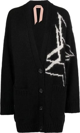 N°21 Cardigan con ricamo - Nero