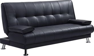 Vente-Unique Sof&aacute; cama clic-clac MAXIME - Piel sint&eacute;tica - Negro