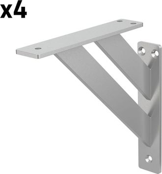 ML Design 4x soportes de estante de aluminio plata 180x180mm