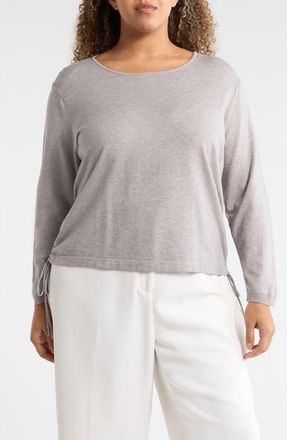 Max Studio Cinching Side Tie Pullover Sweater in Light H. Grey at Nordstrom Rack, Size 3X