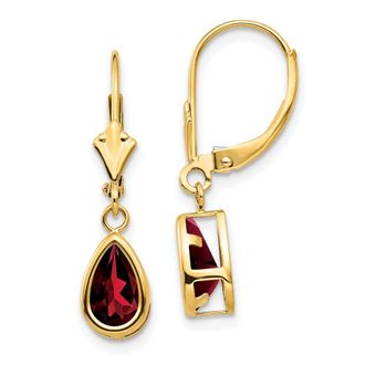 Diamond2Deal 14k Yellow Gold 8x5mm Pear Garnet Drop Dangle Earrings