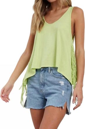 La Made Layla Fringe Tank Top In Green