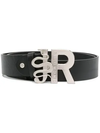 John Richmond embellished-buckle leather belt - women - Leather - 70 - Black