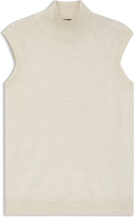 BOSS Sleeveless top in merino wool with mock neck