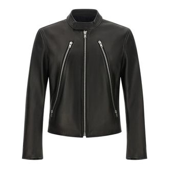 Maison Margiela 5-Ritssluiting Leren Jas - Heren - Leren en Su&egrave;de Jassen - Zwart - XS - Katoen - Jassen