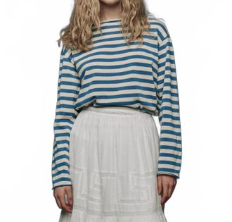 The Great. The Sailor Stripes Sweater In Sea Blue