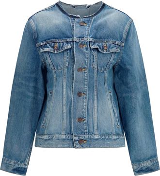 Balenciaga Womens Denim Jacket Hourglass Dark Blue Merino Wool