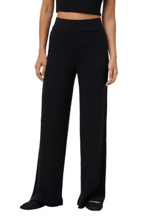 Travis Mathew Evening Retreat Rib Wide Leg Pull-On Pants in Black at Nordstrom Rack, Size X-Large