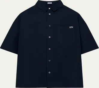 Loewe Mens Short-Sleeve Heavy Cotton Button-Front Shirt