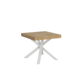 Itamoby Mesa extensible 90x90/194 cm efecto madera roble natural, hierro