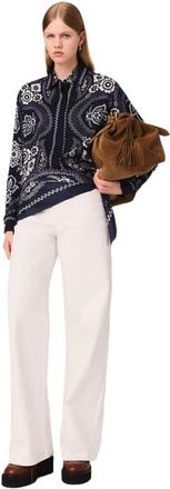 Maje Bandana printed blouse in Navy Bandana Print at Nordstrom, Size X-Small