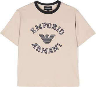 Emporio Armani logo-appliqu&eacute; cotton T-shirt - kids - Cotton - 16 yrs - Neutrals
