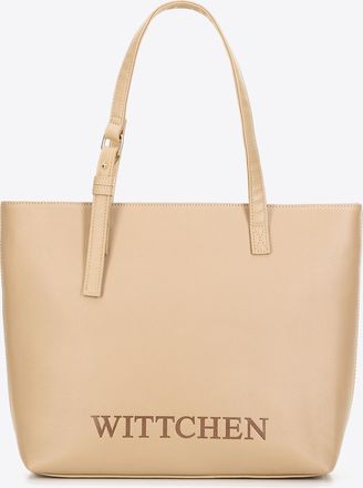 Wittchen Dames shopper met reli&euml;flogo, beige, eco-leer