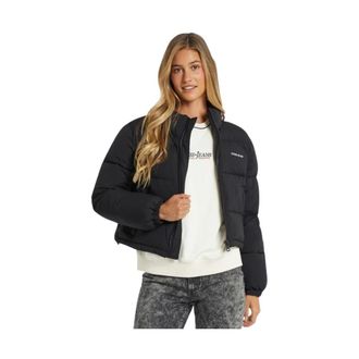 Guess Winter Jackets, female, Black, Size: M Crop Puffer Jacket