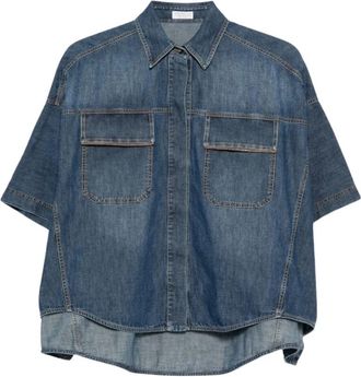 Brunello Cucinelli Denim overhemd - Dames - Spijkeroverhemden - Blauw - M - Denim - Overhemden