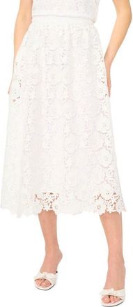 CeCe by Cynthia Steffe Floral Lace A-line Midi Skirt in Ultra White at Nordstrom, Size X-Large