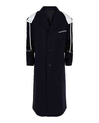Ferragamo Mens Single-Breasted Hooded Coat In Blue White