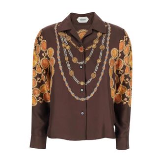 Versace Shirts, female, Brown, Size: XS Printed Shirt Look 62