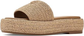 Coach Sculpted C Raffia Flatform Slides Womens Sandals Natural : 9.5 M, Rubber