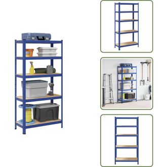 vidaXL Scaffale regolabile - vidaXL Mensola 5 Strati Blu in Acciaio e Legno Multistrato - Scaffale in acciaio zincato