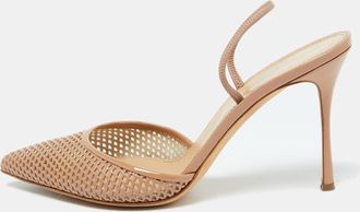 Sergio Rossi Beige Patent Leather Slingback Sandals