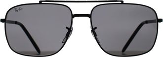 Ray-Ban Rectangle Unisex Polished Black Dark Grey RB3796 Metal - One Size