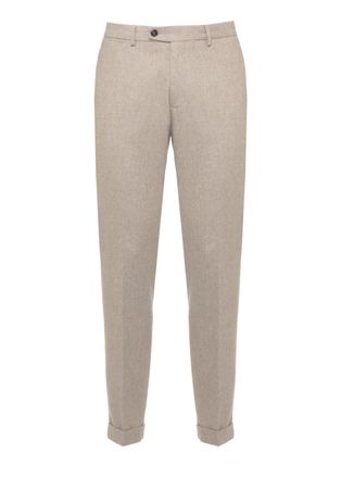 Devore Incipit Beige Tailored Wool Straight-Leg Pants