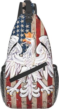 Generic Polish Eagle American Flag Pride Poland Shoulder Bag With Zipper Crossbody Bag Anti Theft Daypack For Runner Camping Women